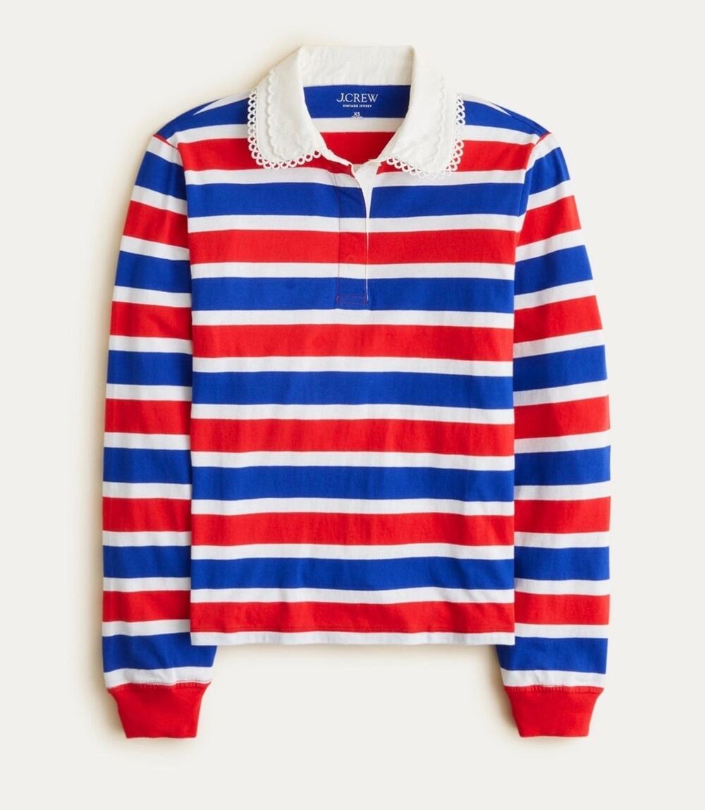 J. Crew Vintage Jersey Rugby T-shirt With Eyelet Collar